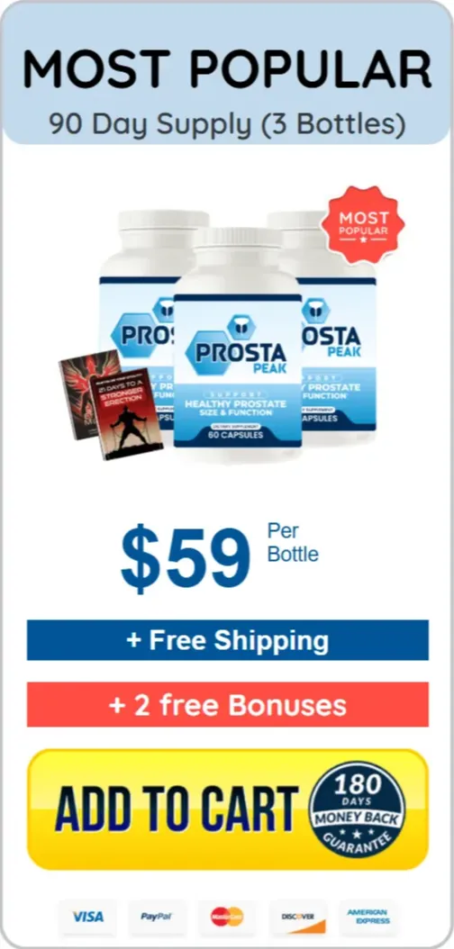  Prosta Peak best value package with 6 bottles for a 180-day supply with free shipping and bonuses